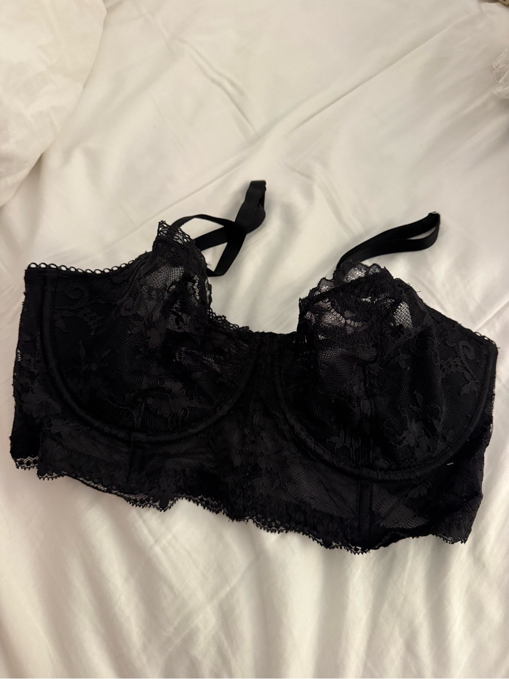 Victoria’s Secret Black Lace Longline Underwire Bralette - Women Intimates